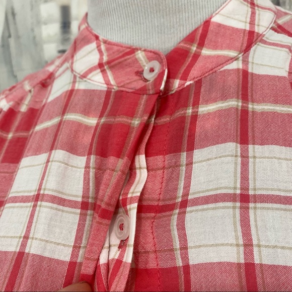 Calvin Klein Pink Plaid Button Down Sleeveless Dress Fit & Flare Cotton Swing - Picture 11 of 13